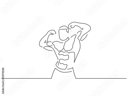 Bodybuilding isolated line drawing, vector illustration design. Sport collection.
