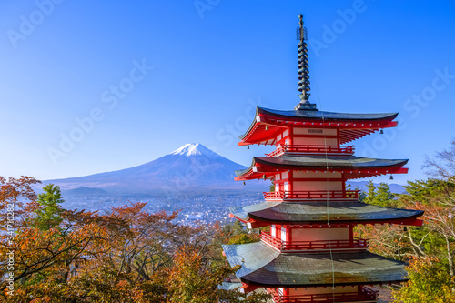 Wallpaper Mural Fuji with Chureito Pagoda in autumn, Fujiyoshida, Japan Torontodigital.ca