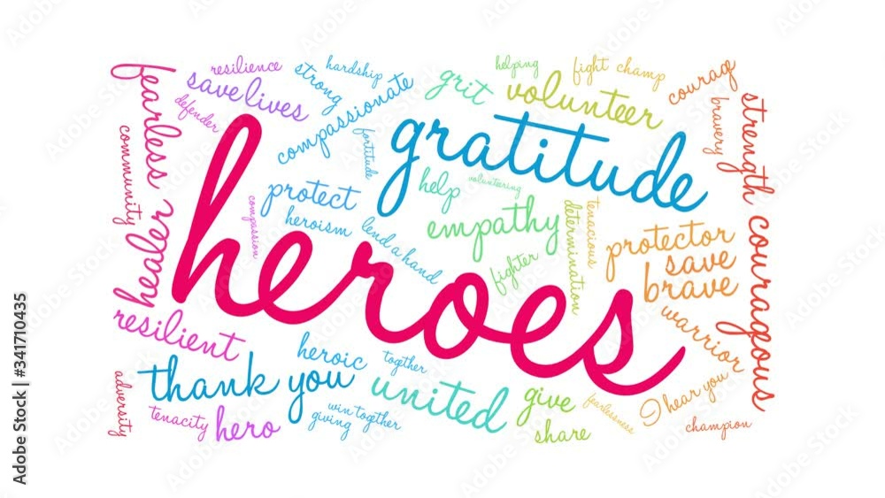 Heroes animated word cloud on a white background. Heroes animated word cloud on a white background.