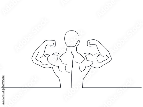 Bodybuilding isolated line drawing, vector illustration design. Sport collection.