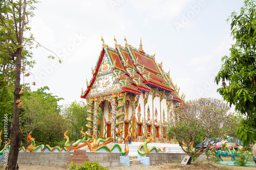 Nakhonsawan, Thailand: April 14, 2020: Nongpai Temple, beautiful painting. photo