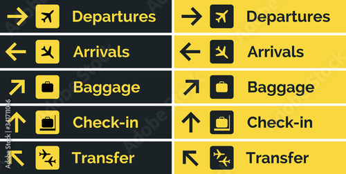 Foto Airport sign departure arrival travel icon