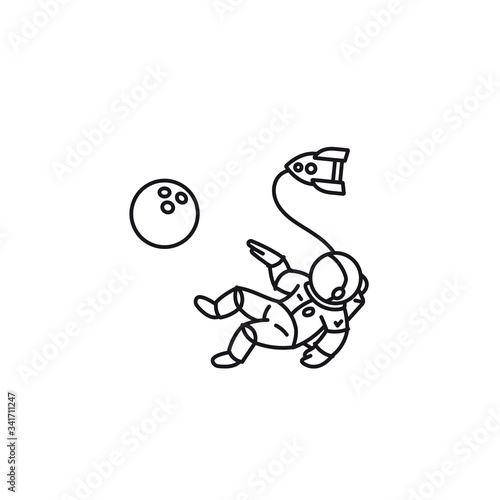 Astronaut walking in space vector line icon