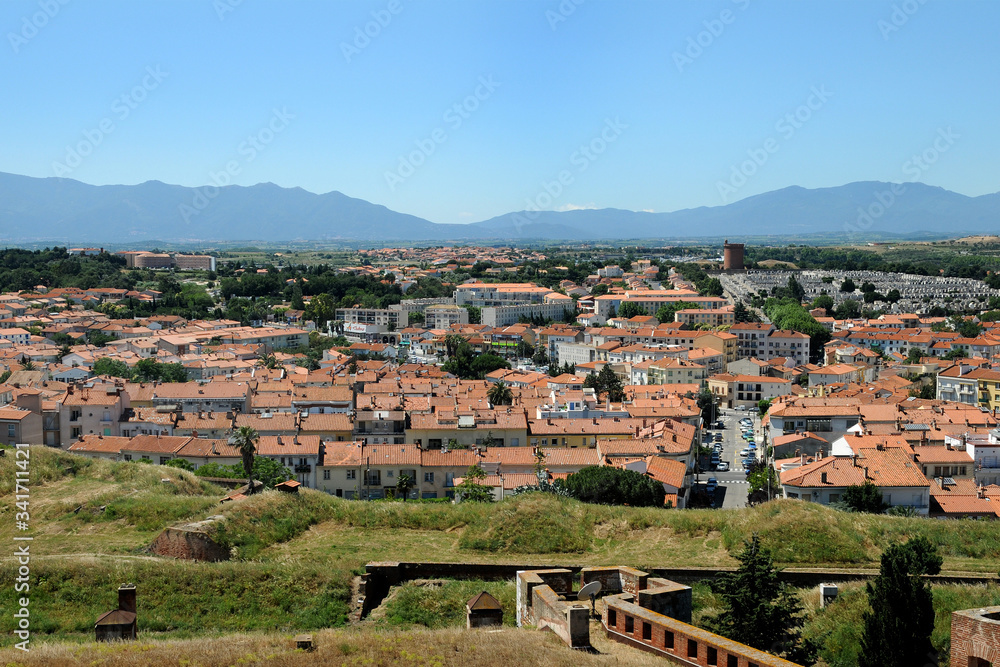 Vue aérienne depuis le palais des rois de Majorque à Perpignan