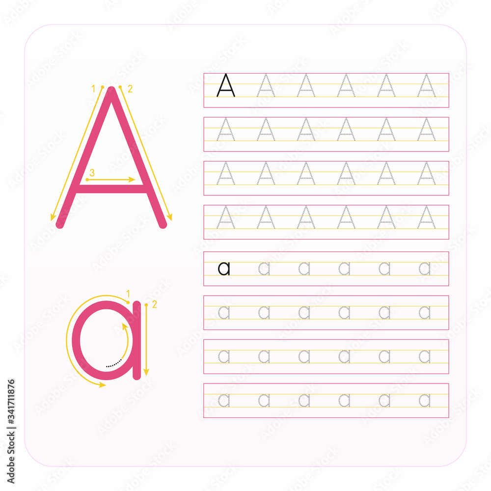 Writing practice letter A printable, kindergarten kids to improve basic ...