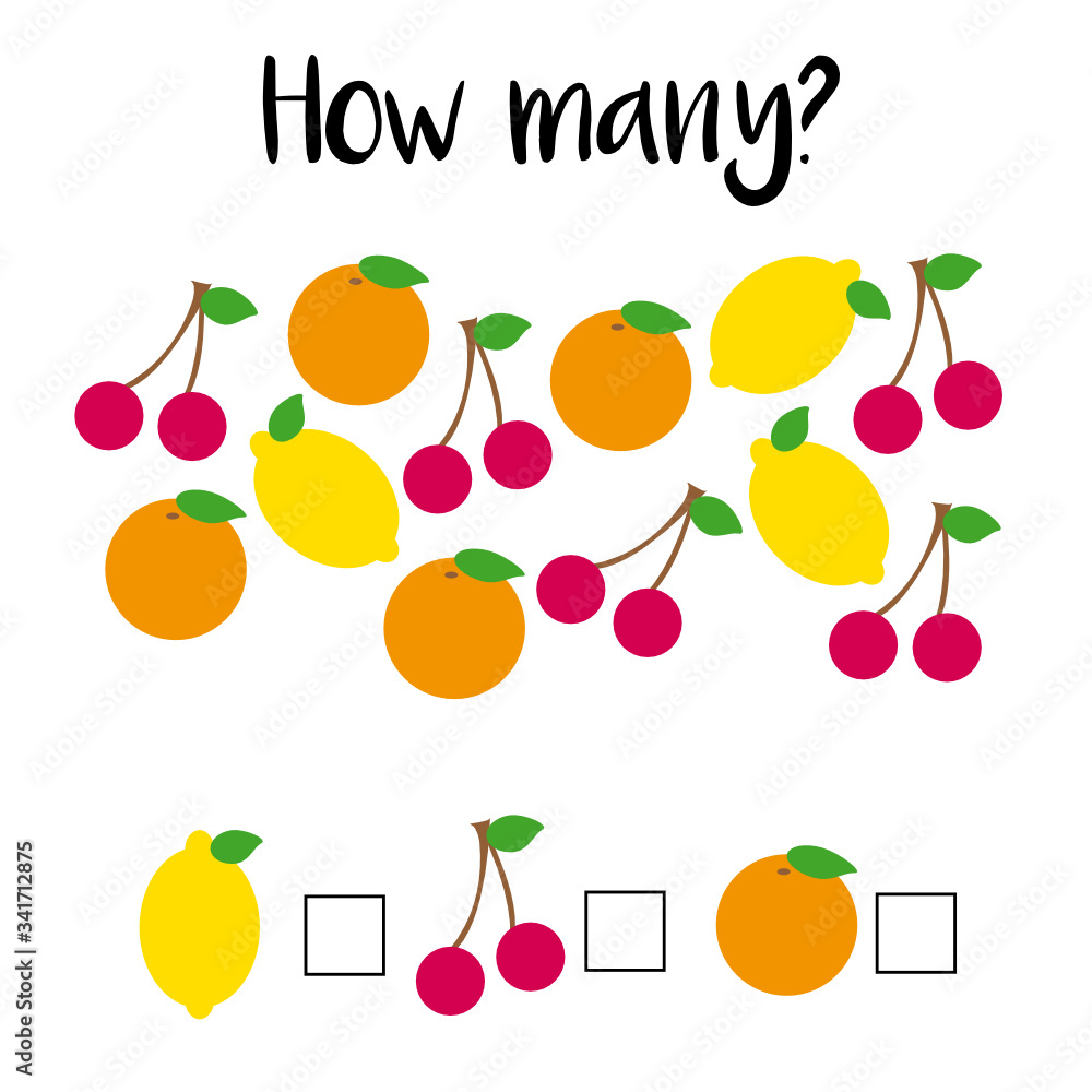 Vetor de How many objects.Preschool Counting Activities. Printable ...