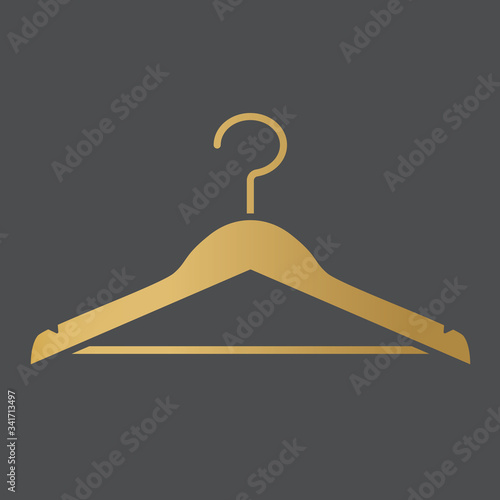 golden clothes hanger icon- vector illustration