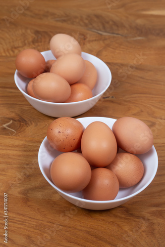 Bowl of eggs, close up