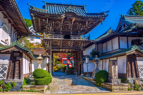 Koyasan, JAPAN Temple House and Arch on Sacred Koyasan Mountain, Japan photo