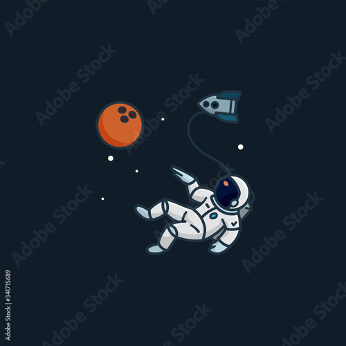 Astronaut walking in space vector illustration for Space Day on May 1st