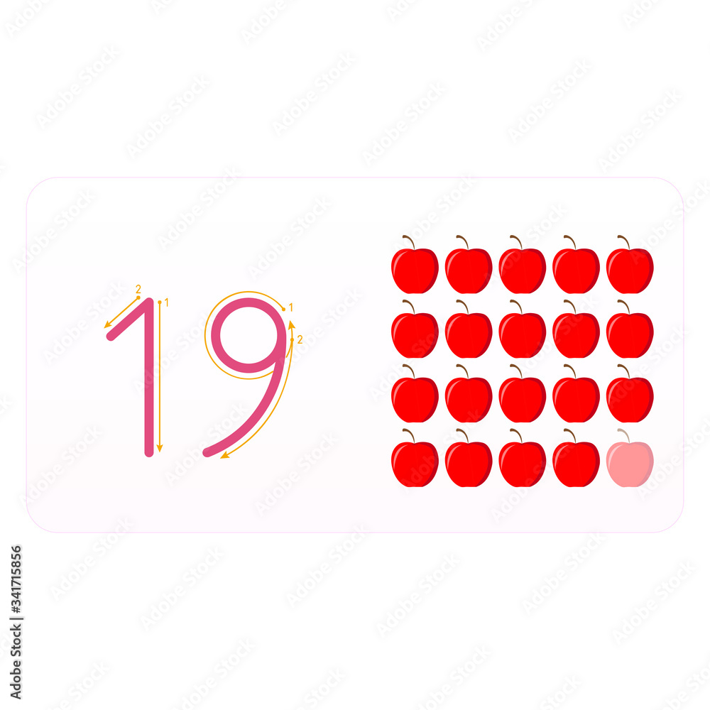 Preschool / kindergarten kids. Illustration learning practice number. Showing numbers with apples. Preschool / kindergarten kids. Illustration learning practice number. Showing numbers with apples.