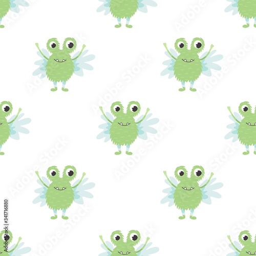 Seamless monsters pattern. Vector illustration
