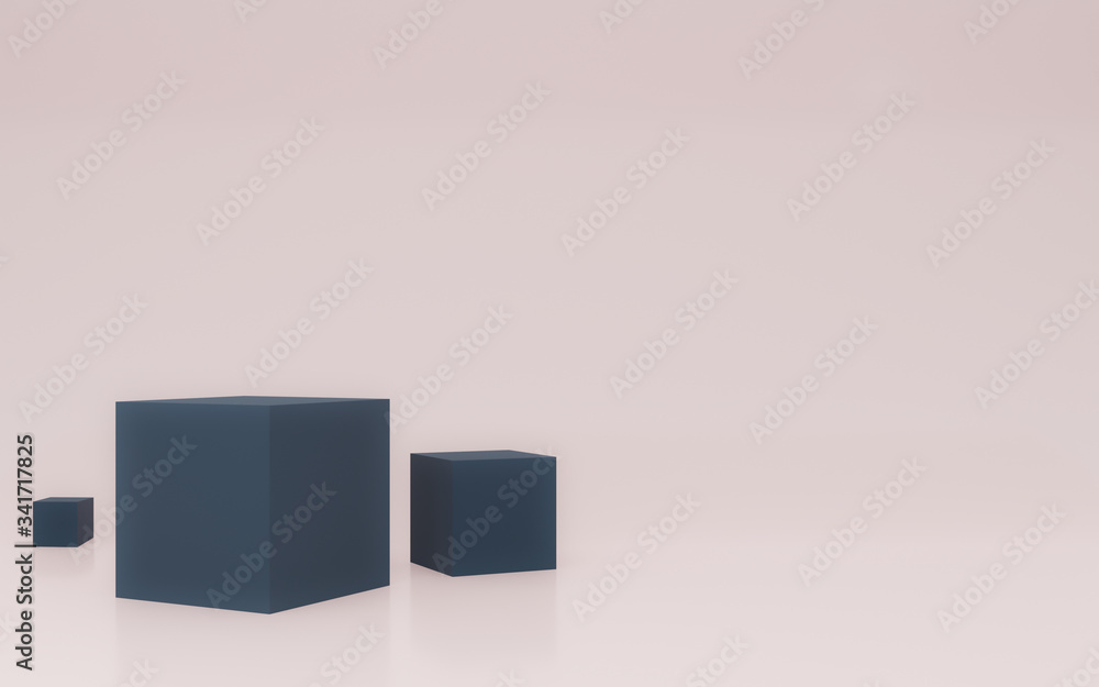 3D dark gray cubes on pink background 3D dark gray cubes on pink background