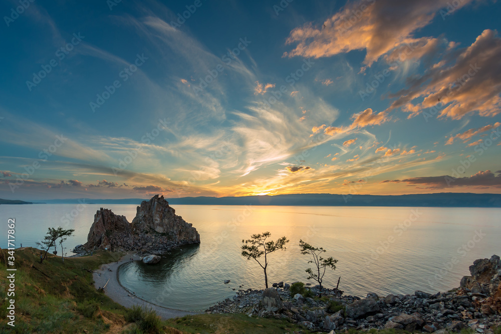 Shamanka rock, Cape Burhan on Olkhon island on lake Baikal Shamanka rock, Cape Burhan on Olkhon island on lake Baikal