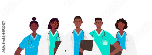 Set of doctors characters. Medical team concept in vector illustration design. Medical staff doctor nurse therapist surgeon professional hospital workers, group of medics.