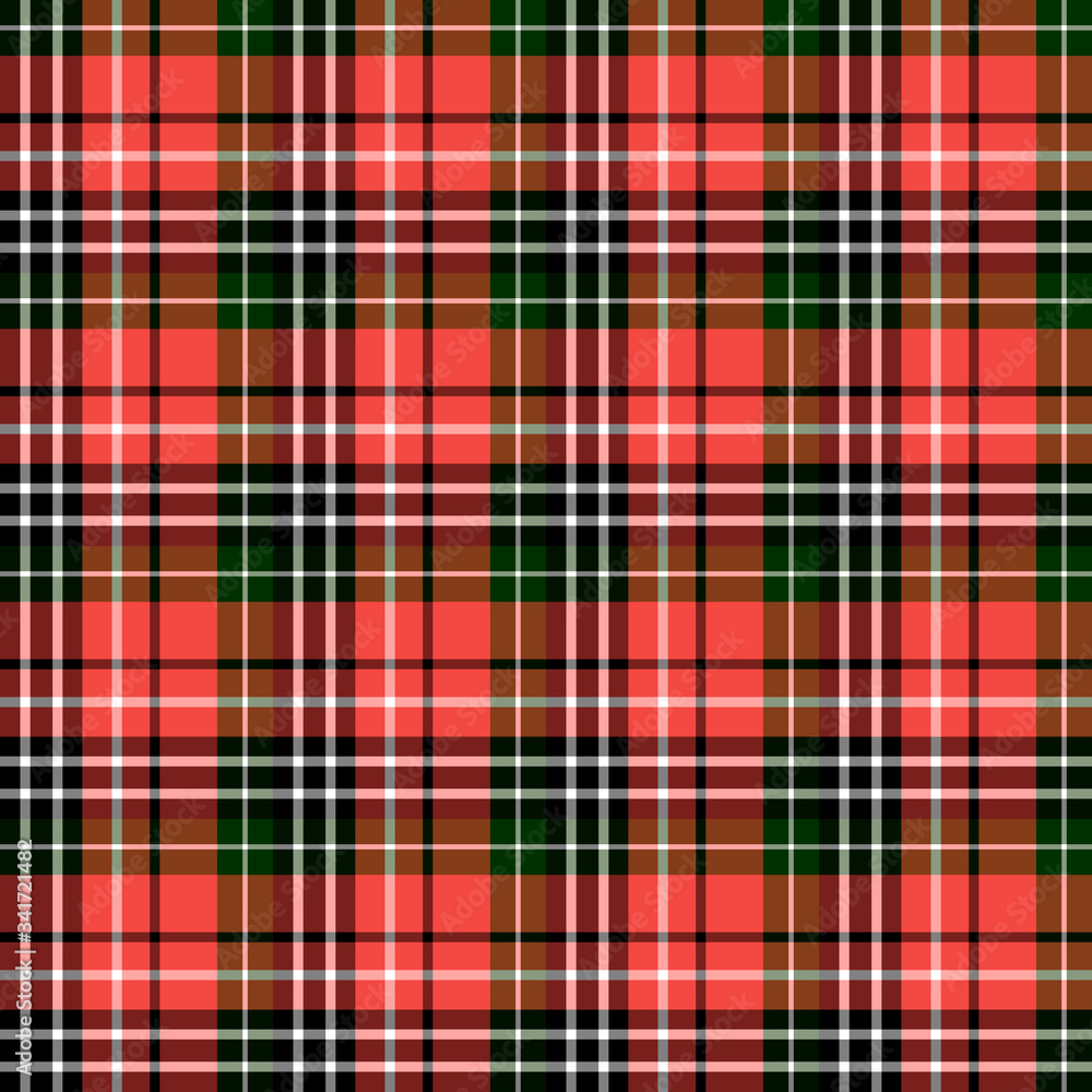 Fototapeta premium Seamless pattern in interesting black, white, red and dark green colors for plaid, fabric, textile, clothes, tablecloth and other things. Vector image.