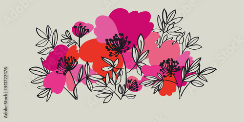 Vivid big peony flowers in ...