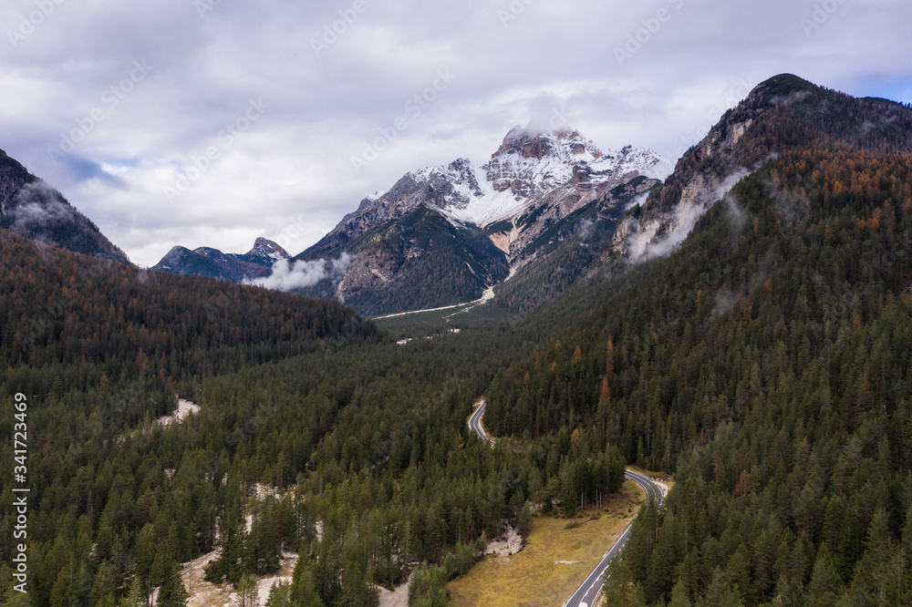 The craggy mountains of the Dolomites in northern Italy.