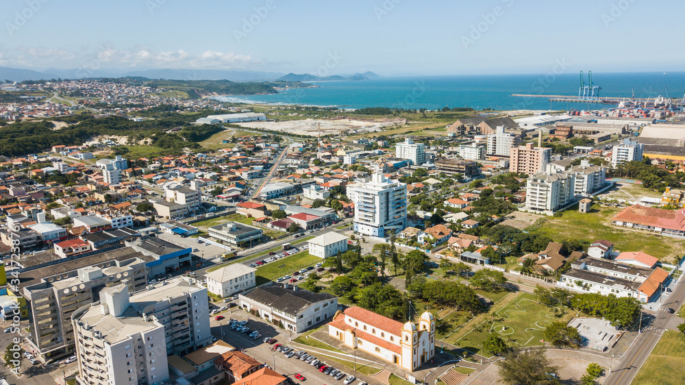 Aerial view of Imbituba city, Santa Catarina, Brazil