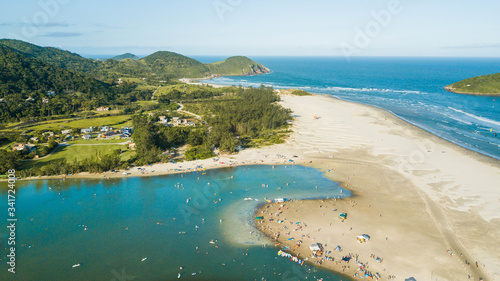 Praia de ibiraquera - Imbituba - SC. Aerial view of Ibiraquera beach and lagoon- Santa Catarina – Brazil © Jair