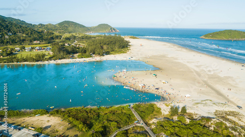 Praia de ibiraquera - Imbituba - SC. Aerial view of Ibiraquera beach and lagoon- Santa Catarina – Brazil