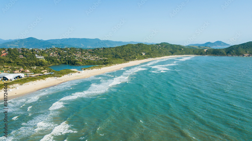 Aerial view of Rosa beach, in Imbituba - SC. Beautiful natural beach, in Santa Catarina, Brazil