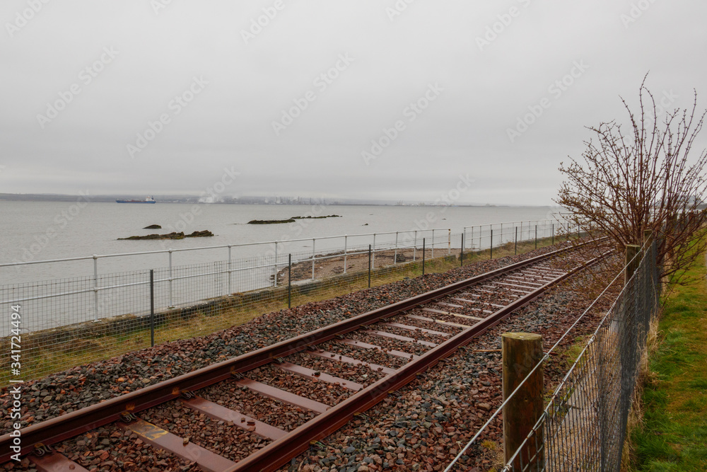 Fototapeta premium railway in the fog