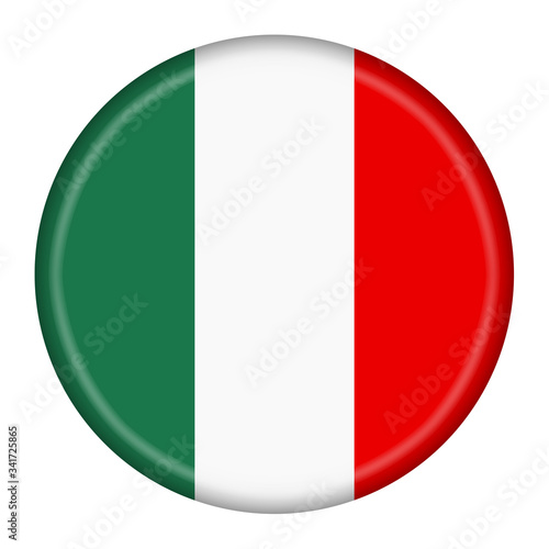 Italy flag button illustration with clipping path