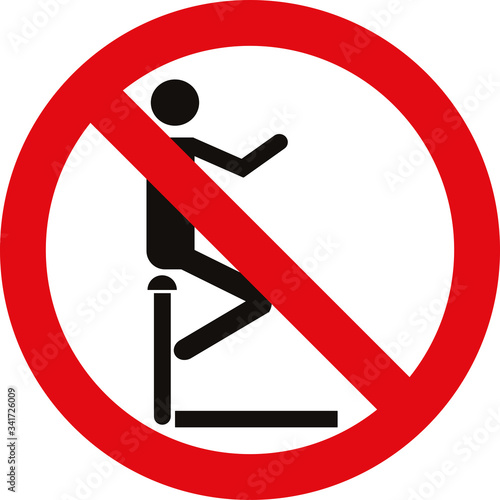 Warning sign on escalator. Escalator rules of conduct sign.