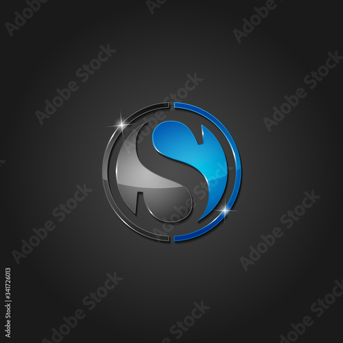 letter S shiny colorful lettermark logo