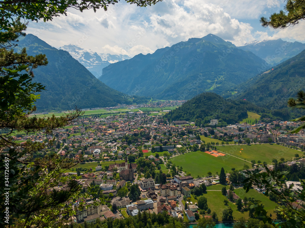 Interlaken aerial view at summer