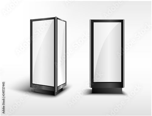 three way LCD Screen Stand. City light Show Booth. Ad template for your expo design High Resolution. 