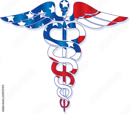 American flag inside the medical symbol
