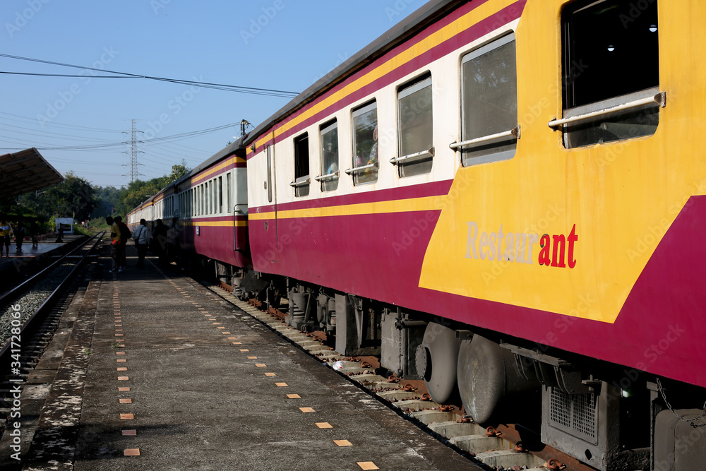 Restaurant Carriage train stop at station