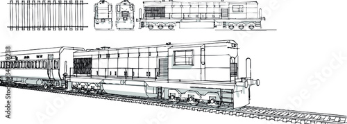 hand draw Illustration set of train, train drawing, train drawing outline