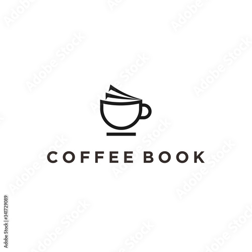 coffee book logo design vector silhouette illustration