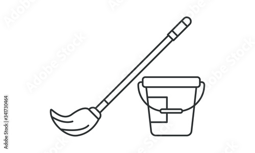 Mop, tool, handle, wash, cleaner, tidy, room, home, clean, house, soap, household, element, dirty free vector icon