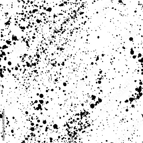 Black and white ink spatters texture seamless pattern