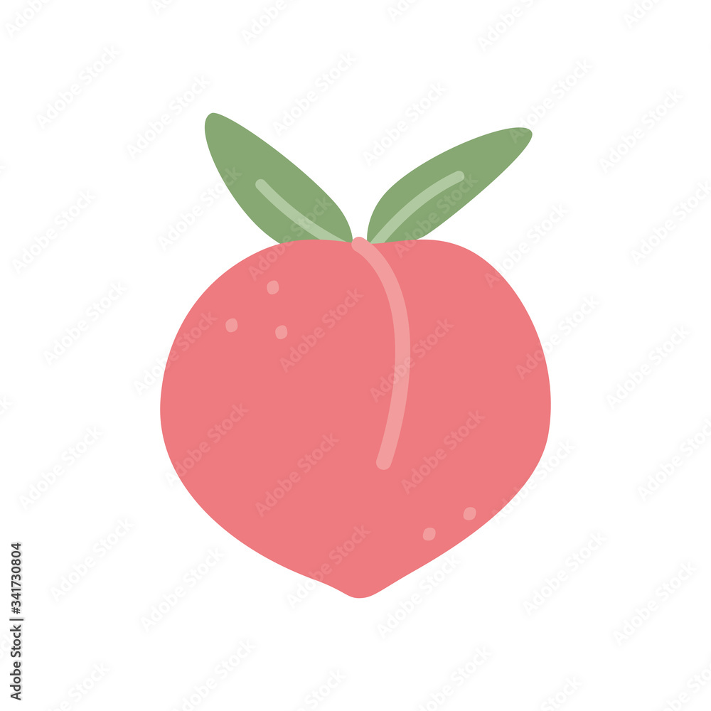 Doodle peach with leaves icon. Peach fruit in shape of heart isolated on white background. Farm, natural food, fresh fruits, vegan concepts. Cartoon. Flat. Vector stock illustration. Doodle peach with leaves icon. Peach fruit in shape of heart isolated on white background. Farm, natural food, fresh fruits, vegan concepts. Cartoon. Flat. Vector stock illustration.