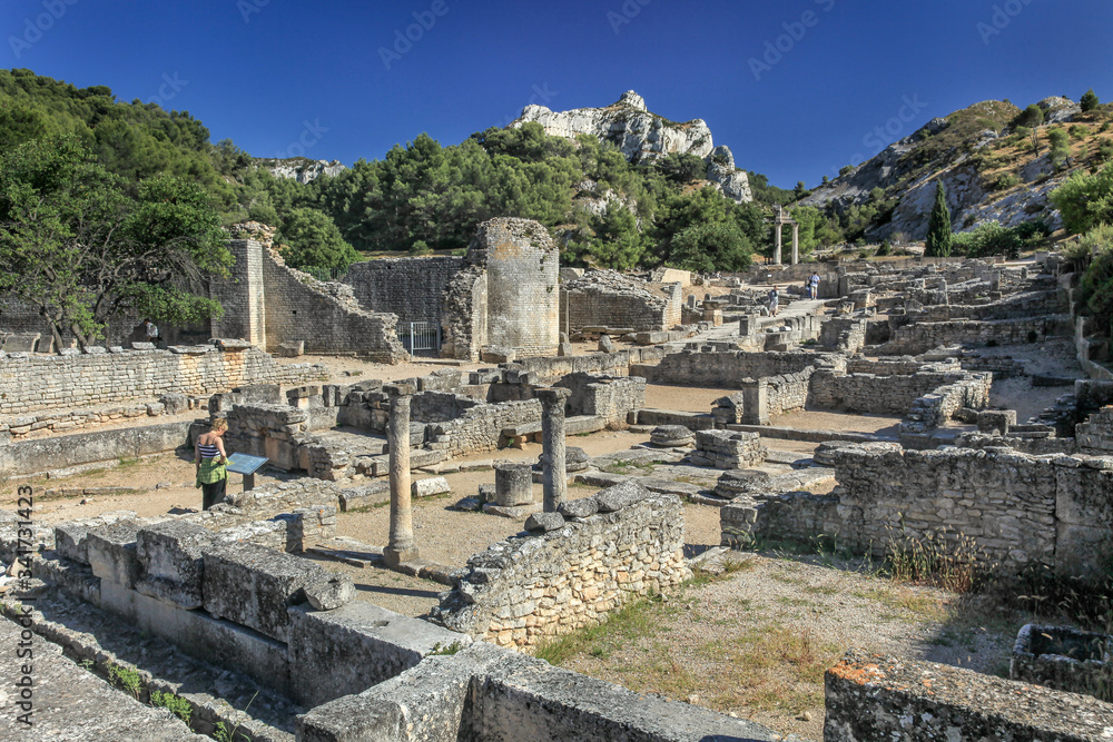 Ruins of roman town Glanum in Provence, St. Remy, France