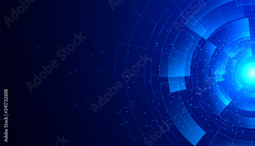 Abstract Hi-tech communication background with HUD elements circle digital futuristic blue color gradient innovation of technology concepts. vector illustration.