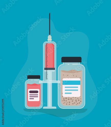 Injection and medicine jars against 2019 ncov virus vector design