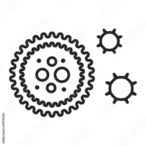 Virus black line icon. Bacteria, microorganism sign. Pictogram for web page, mobile app, promo.Editable stroke.