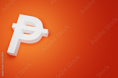 PHP Philippine Peso Currency Sign for Business Financial background, 3D Rendering with copy space. photo