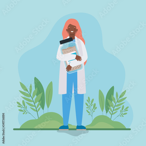 Woman doctor with medicine jar against 2019 ncov virus vector design