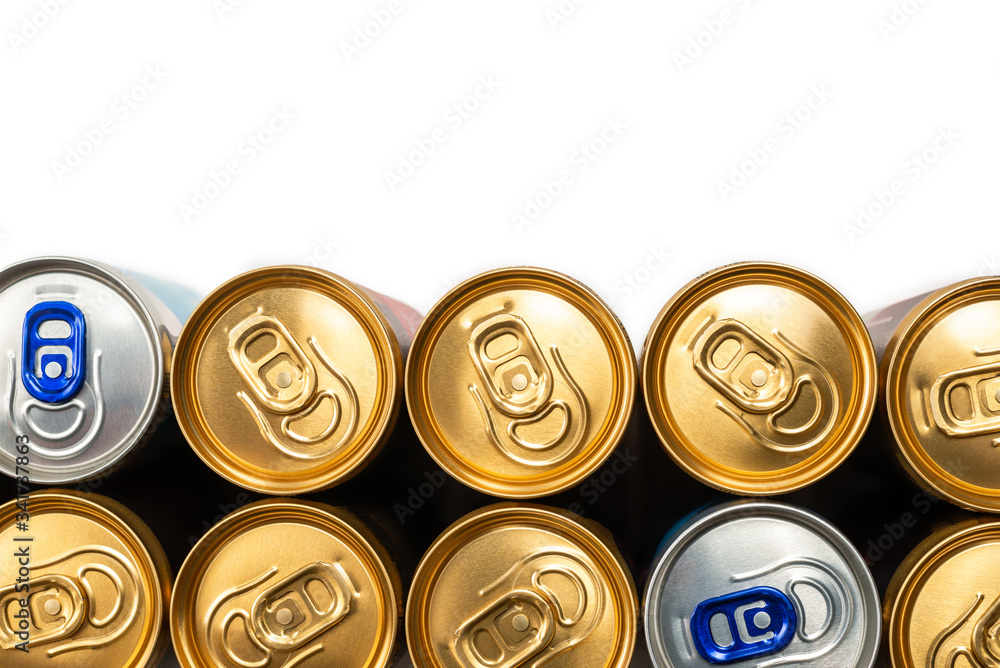 Group of aluminium cans in a row, cold drink. Group of aluminium cans in a row, cold drink.