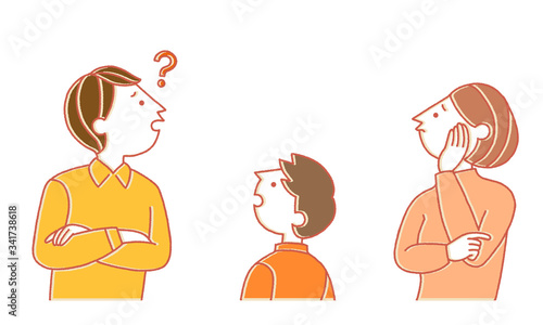 疑問 家族3人のイラスト シンプルカラー Stock Illustration Adobe Stock 疑問 家族3人のイラスト シンプルカラー Stock Illustration Adobe Stock