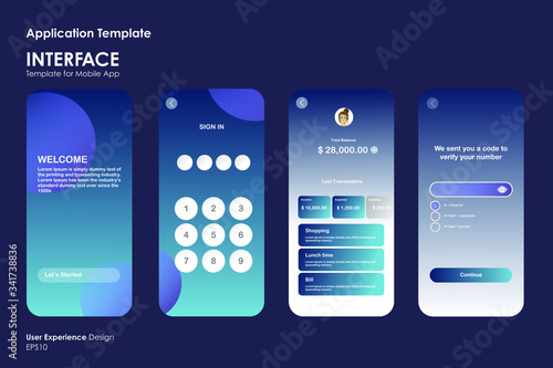 Blue Interface Different UX/UI Design template good to use for mobile application and web icon, responsive website including, Interface design EPS10 File format