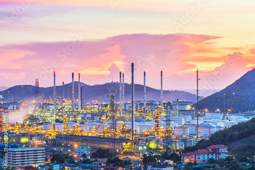 Oil refinery and oil thank with sunset sky © tuastockphoto