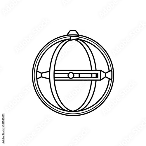 Outline old sundial icon. Line style. Ancient sundial vector illustration for web design isolated on white background.